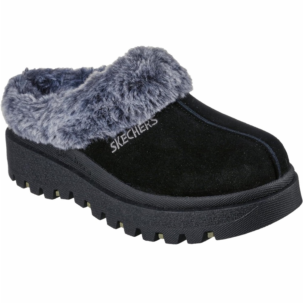 Skechers Women's Black Faux Fur Slip-On Shoes